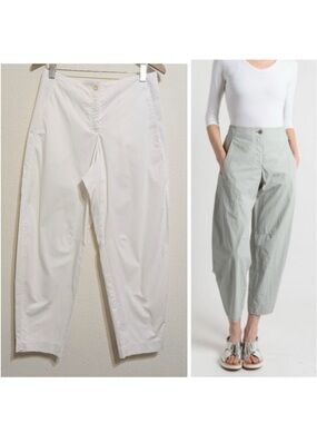 Oska Cotton Lagenlook Wide Ankle Pants in White